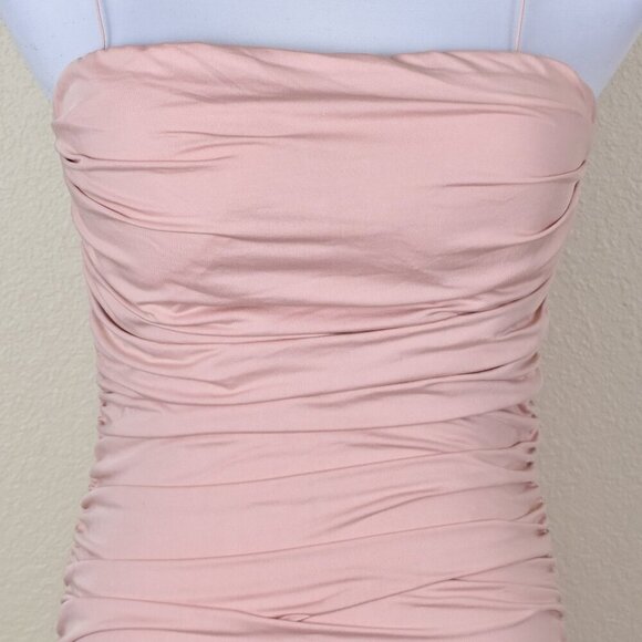 Elegant Pink Ruched Dress - Picture 2 of 10